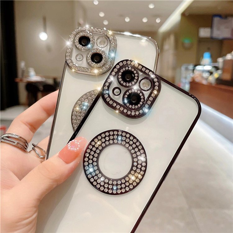 Luxury Diamond Phone Case For iPhone 16 15 14 13 12 11 Pro Max XS Max XR Plating Bumper Transparent Camera Protective Cover