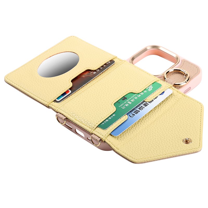 New Trend Luxury Mobile Phone Cases Mirror Card Wallet Design PU Leather Case For iPhone 15 Pro Max Leather Phone Case