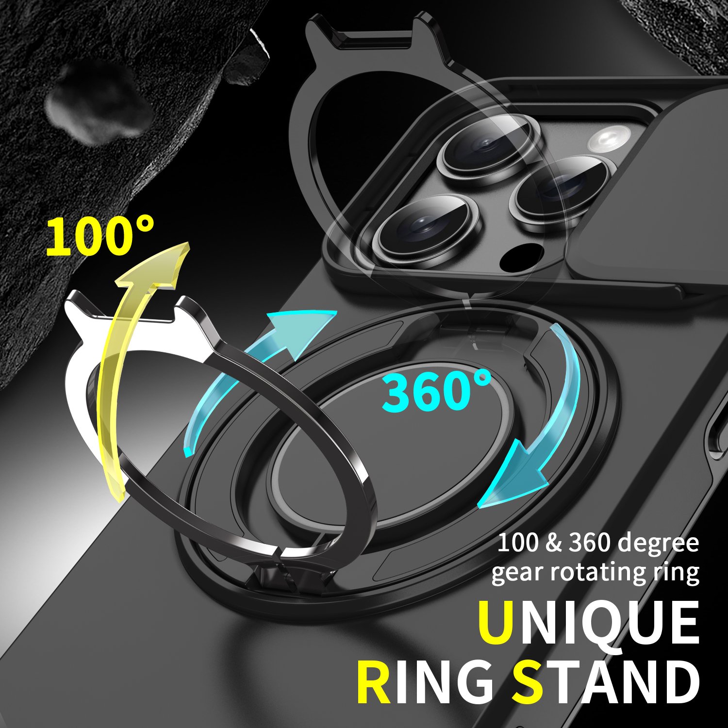 LeYi Heavy Duty Antishock Rotating Stand Phone Case Magnetic Camera Sliding Cover Compatible iPhone 16 Pro Max Mobile Phones