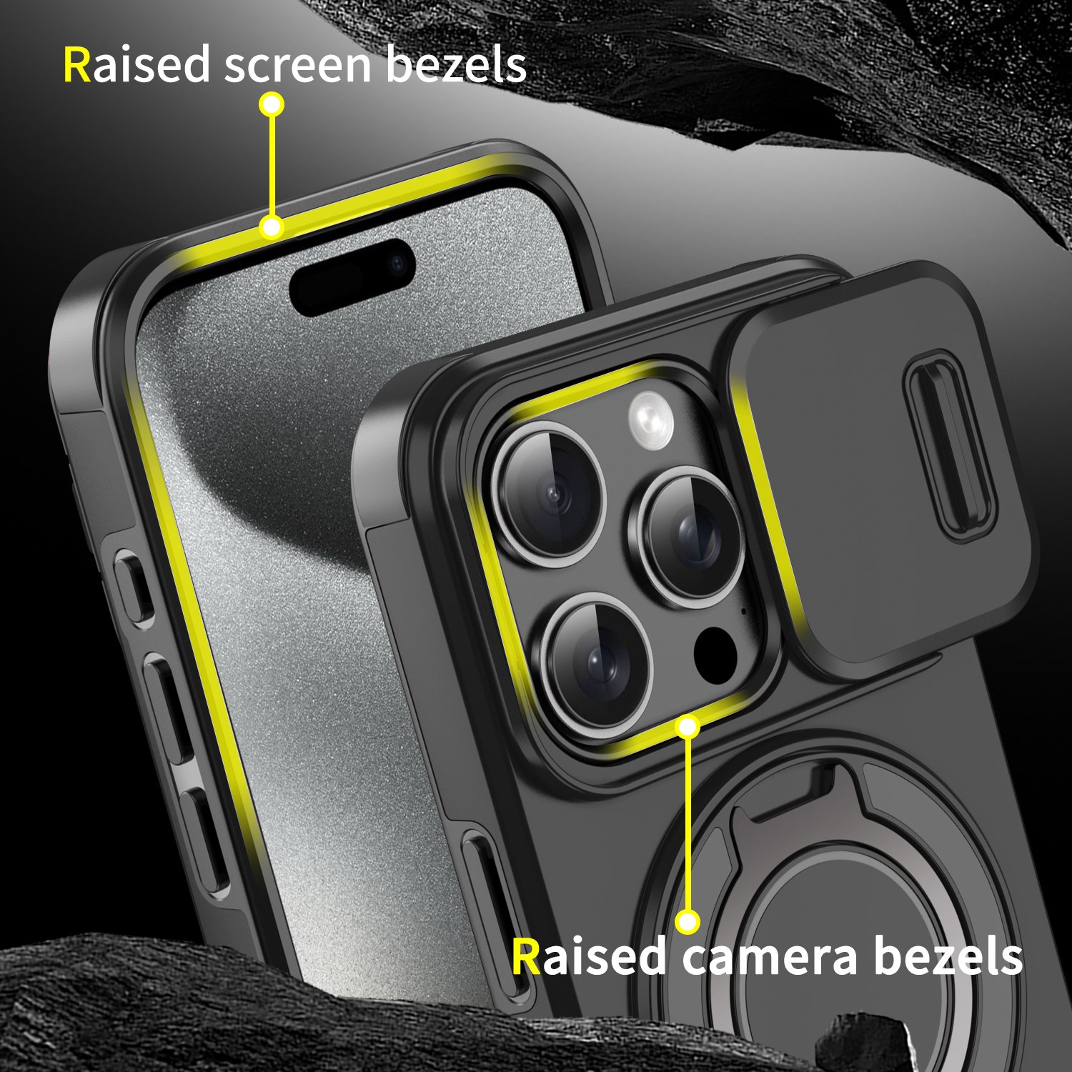 LeYi Heavy Duty Antishock Rotating Stand Phone Case Magnetic Camera Sliding Cover Compatible iPhone 16 Pro Max Mobile Phones