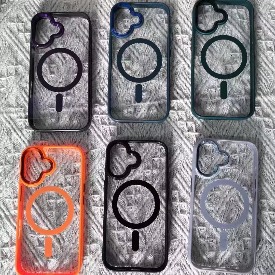 For iPhone 16 Promax 15 plus Hardware Eagle Eye color border acrylic magnetic Shock-proof Protective mobile phone case