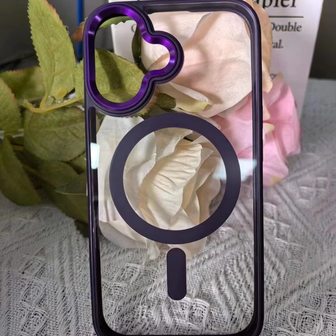 For iPhone 16 Promax 15 plus Hardware Eagle Eye color border acrylic magnetic Shock-proof Protective mobile phone case