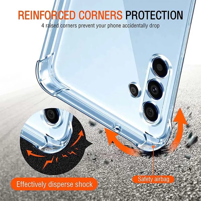 Clear Case Phone Cover Soft Silicone for Samsung Galaxy A54 5G A34 5G A24 A14 4G Thick Shockproof for Samsung A04s A04e A04