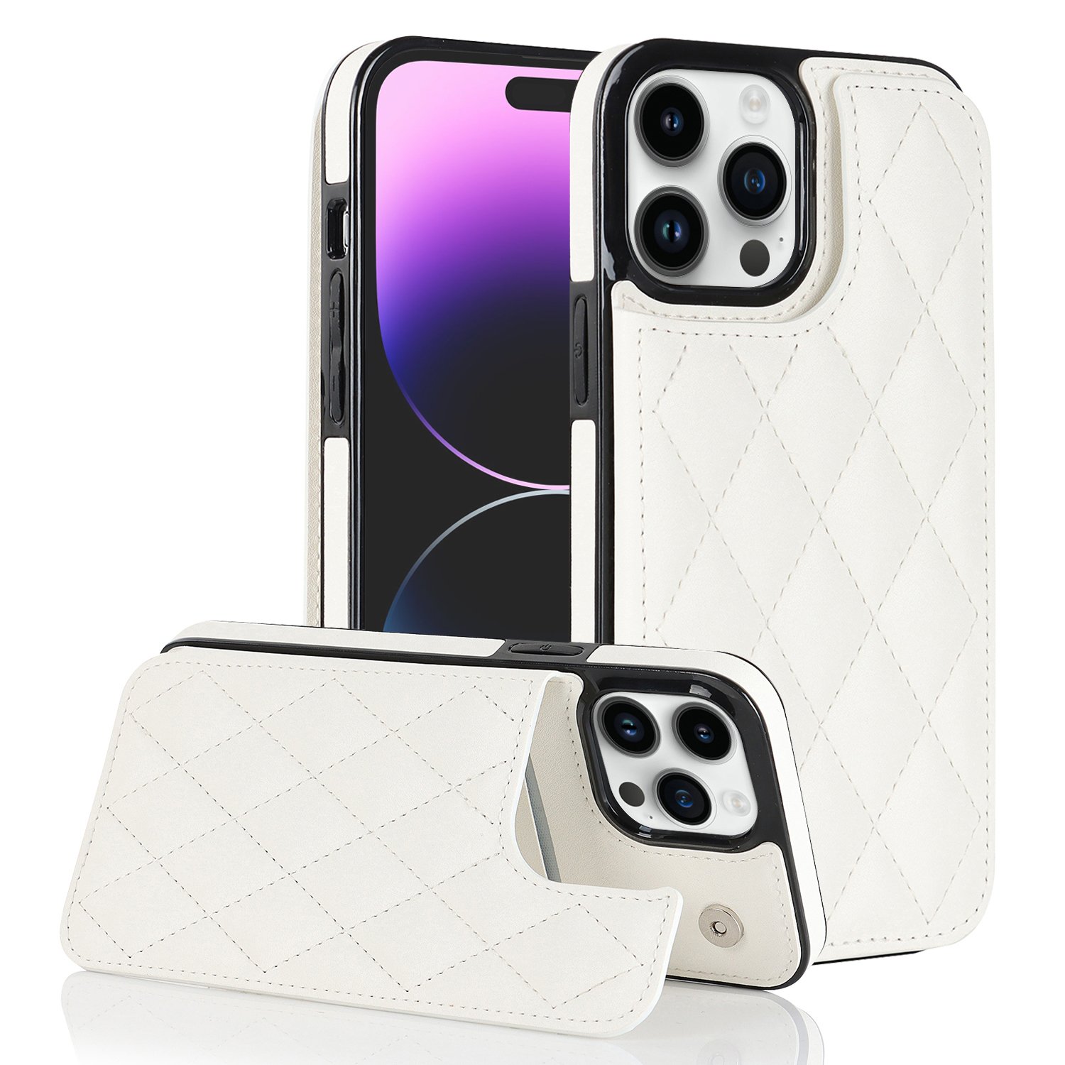 Luxury Stylish Diamond Type Lattices PU Leather Back Cover Soft Protective Mobile Phone Case For iPhone13 Pro Max