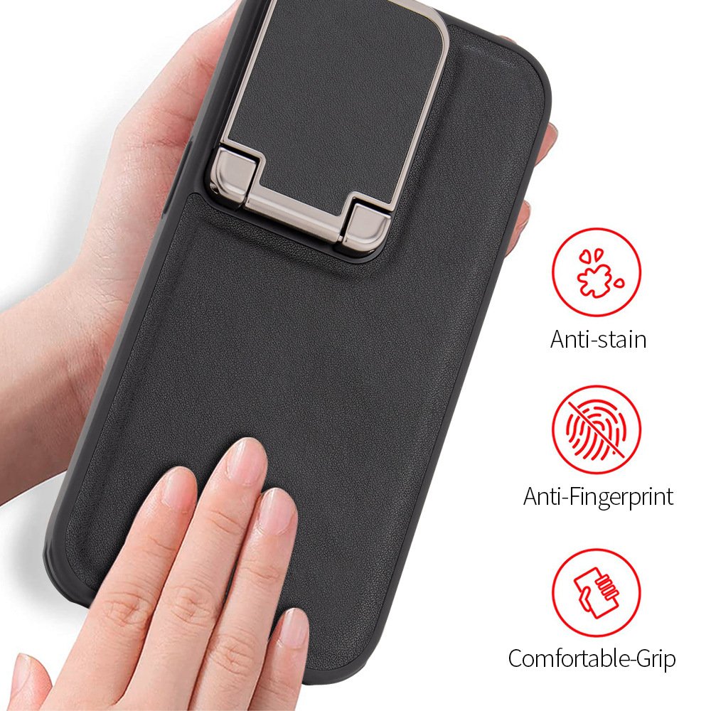 New Design Camera Lens Flip Holder Leather case For iPhone16 15 Pro Max 15 Plus 15 Pro Mobile Phone Cover Case