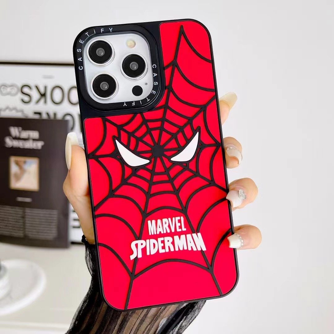 Fashion 3d Stereoscopic Silicone Phone Case For Iphone 15 14 13 12 11 Pro Max Spiderman Iron Man Phone Covers Case