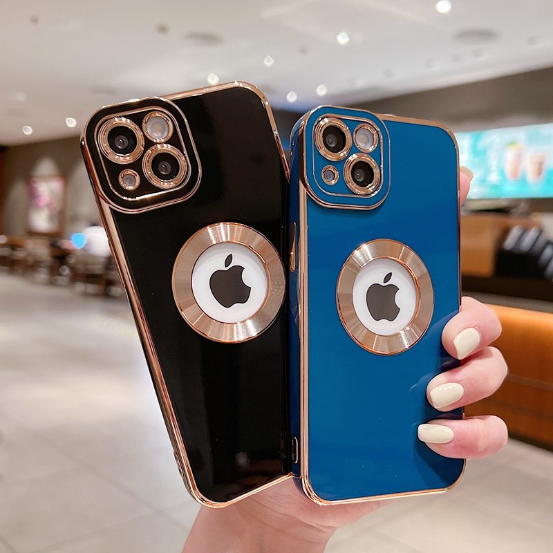 Wholesale Logo Hole Luxury Plated TPU Mobile Phone Case for iPhone 11 12 13 14 15 Pro XS XR Max 6 7 8 Plus High Protection cover