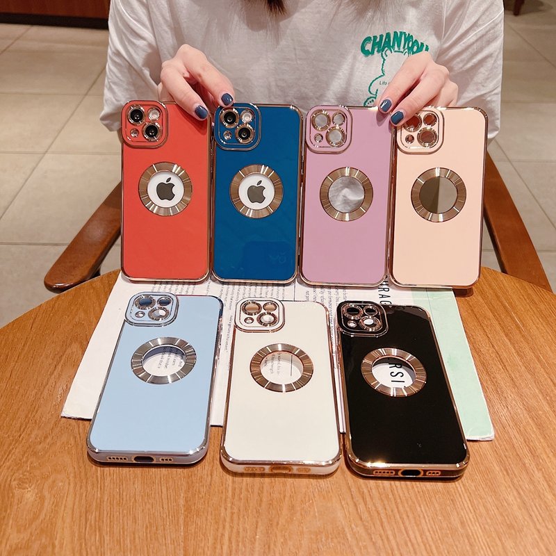 Wholesale Logo Hole Luxury Plated TPU Mobile Phone Case for iPhone 11 12 13 14 15 Pro XS XR Max 6 7 8 Plus High Protection cover