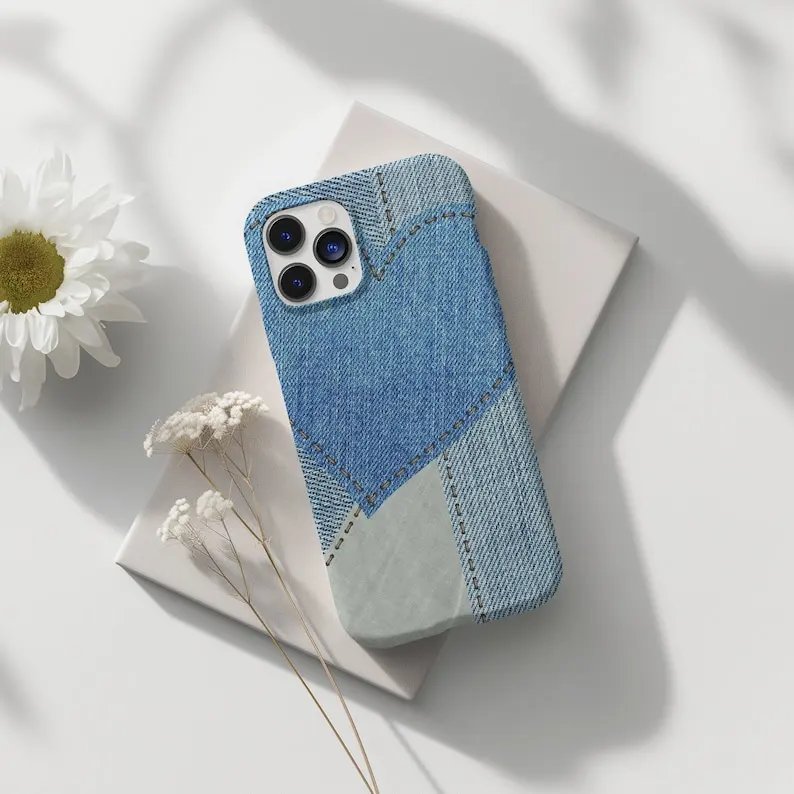 Denim Jean Love Aesthetic Phone Case For IPHONE 15PRO MAX 14 13 12 11 PRO Plus 15pro Acrylic TPU Two In One Mobile Phone Cases