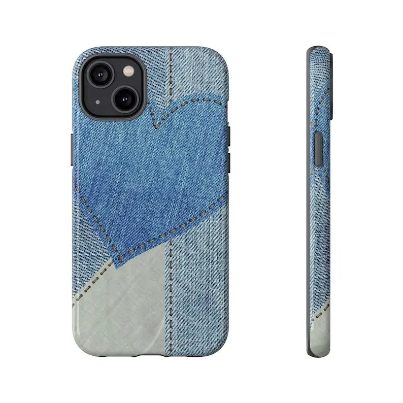 Denim Jean Love Aesthetic Phone Case For IPHONE 15PRO MAX 14 13 12 11 PRO Plus 15pro Acrylic TPU Two In One Mobile Phone Cases