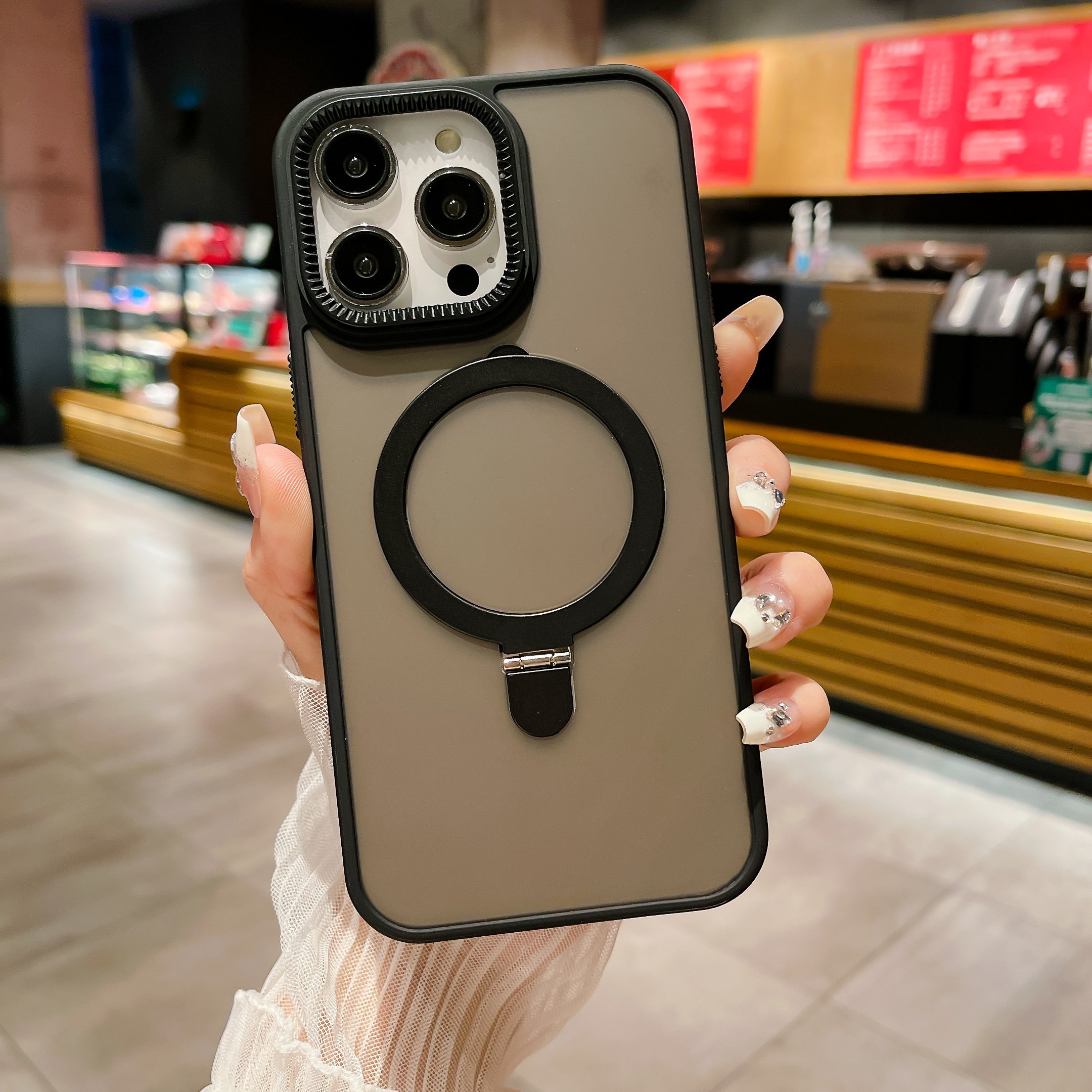 New Anti Shock Transparent Color Phone Case with Magnetic Metal Ring Holder Kickstand Phone Case For iPhone 14 15 Pro Max