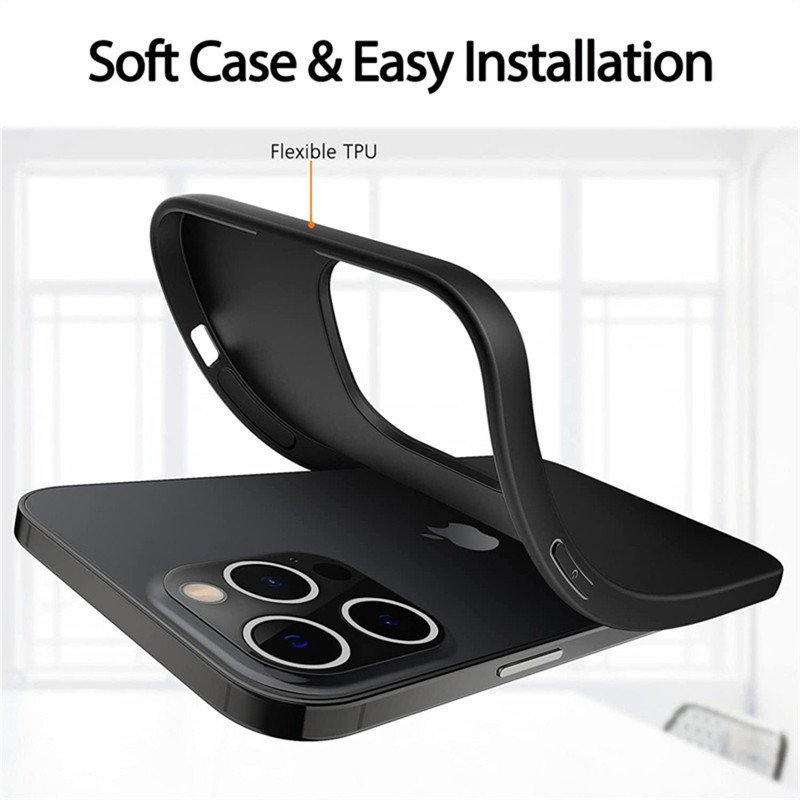 Soft TPU Phone Case For iPhone 14 Plus 16 13 12 11 Pro Max X XS 8 7 Black Matte Silicone Shockproof Cover Cases For iphone 15