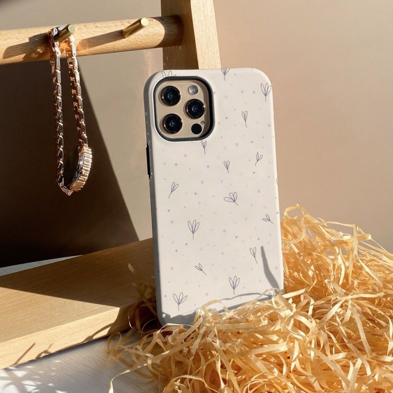 Purple Mini Flower Phone Case For IPHONE 15PRO MAX 14 13 12 11 PRO Plus 15pro Acrylic TPU Two in one Mobile Phone Cases