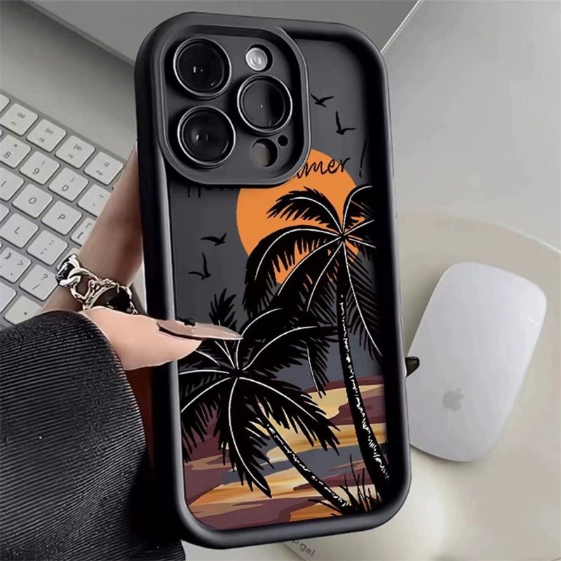 Wholesale Sunset Coconuts Trees Shockproof Mobile Phone Cases for iphone16 15 Plus Pro Max 14 13 12 11 Back Cover Customize Logo