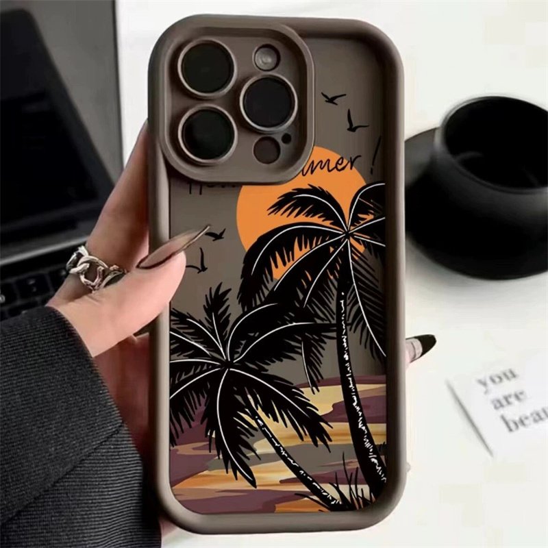 Wholesale Sunset Coconuts Trees Shockproof Mobile Phone Cases for iphone16 15 Plus Pro Max 14 13 12 11 Back Cover Customize Logo