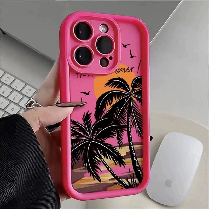 Wholesale Sunset Coconuts Trees Shockproof Mobile Phone Cases for iphone16 15 Plus Pro Max 14 13 12 11 Back Cover Customize Logo