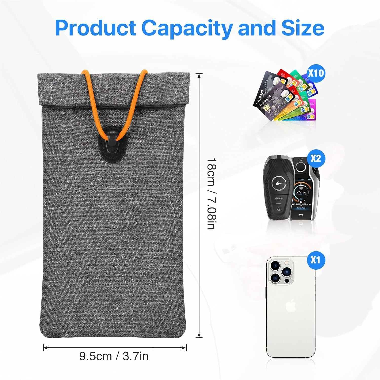 Signal Blocking Faraday Bag Mobile Phone Anti Radiation Theft Shielding Bag RFID Car Key FOB Protection Storage Case Pouch