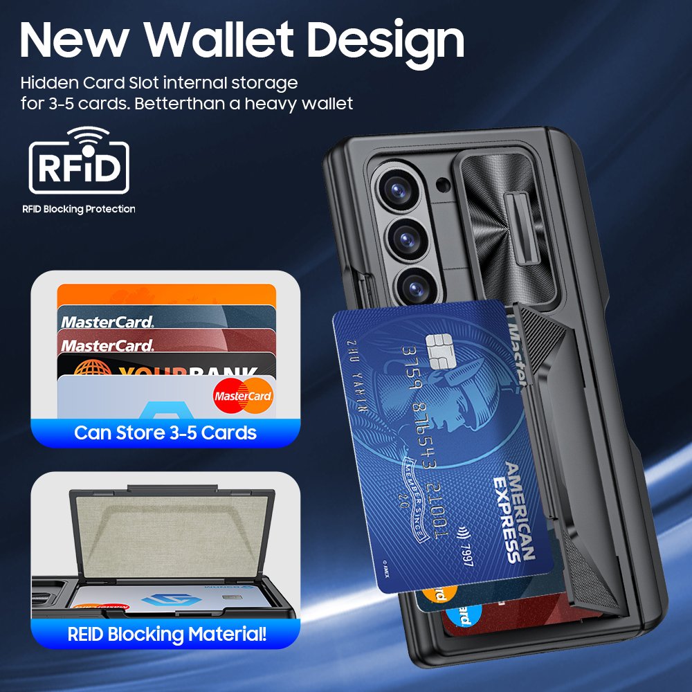 For Samsung Galaxy Z Fold6 Phone Case Push Window Card Holder With Pen Slot Case For Galaxy ZFold 6 Phone Cover