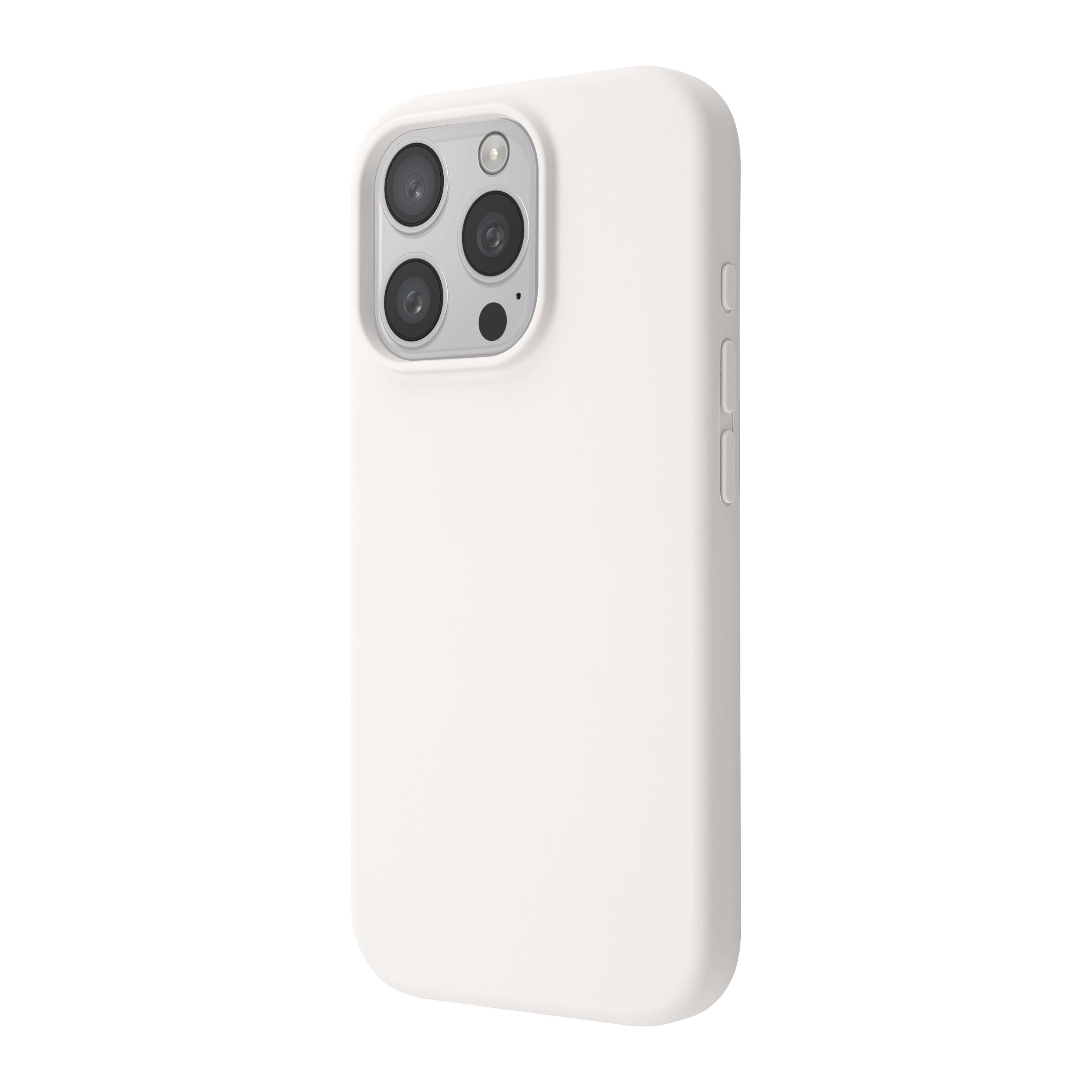 White Titanium Liquid Silicone Case For iPhone 16 pro