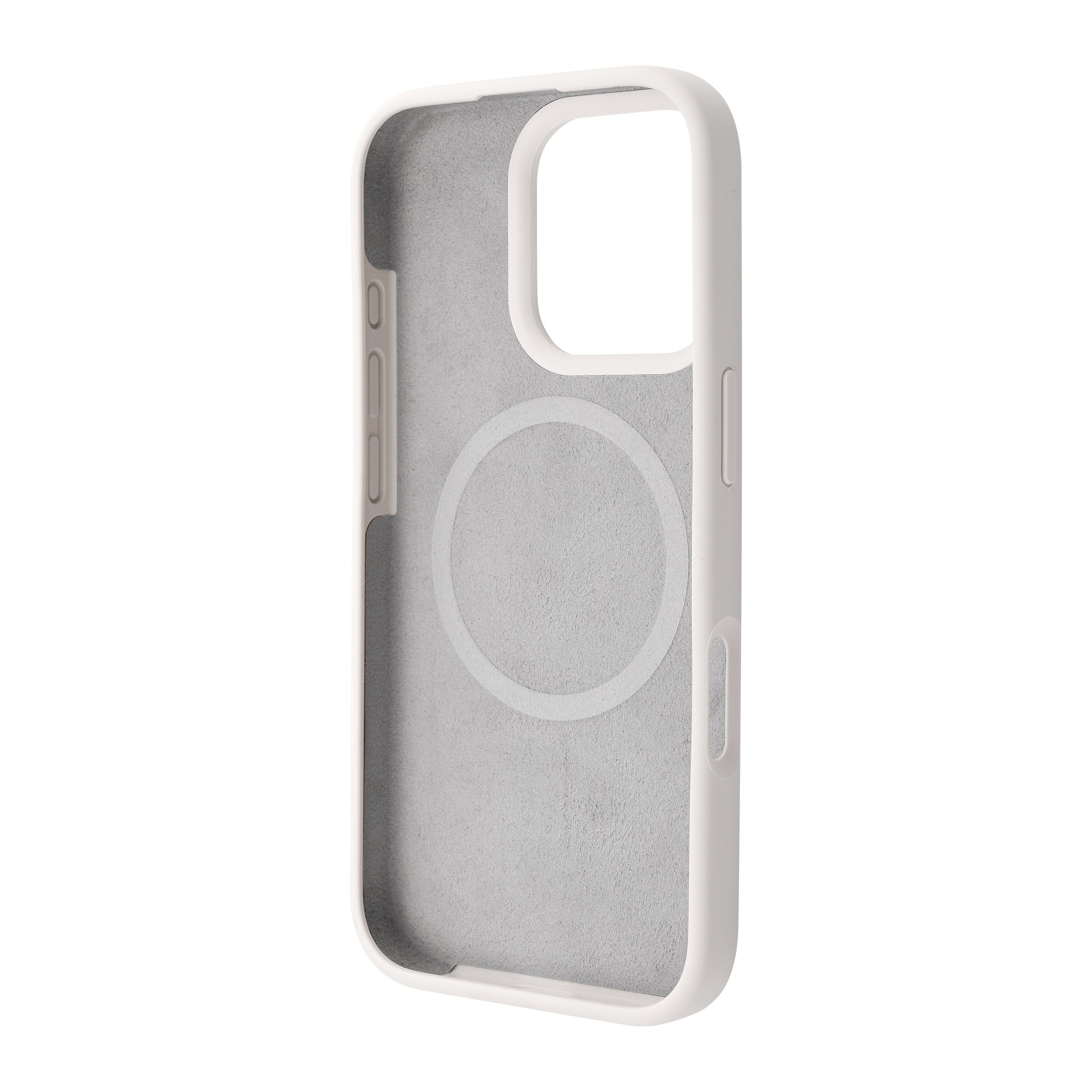 White Titanium Liquid Silicone Case For iPhone 16 pro