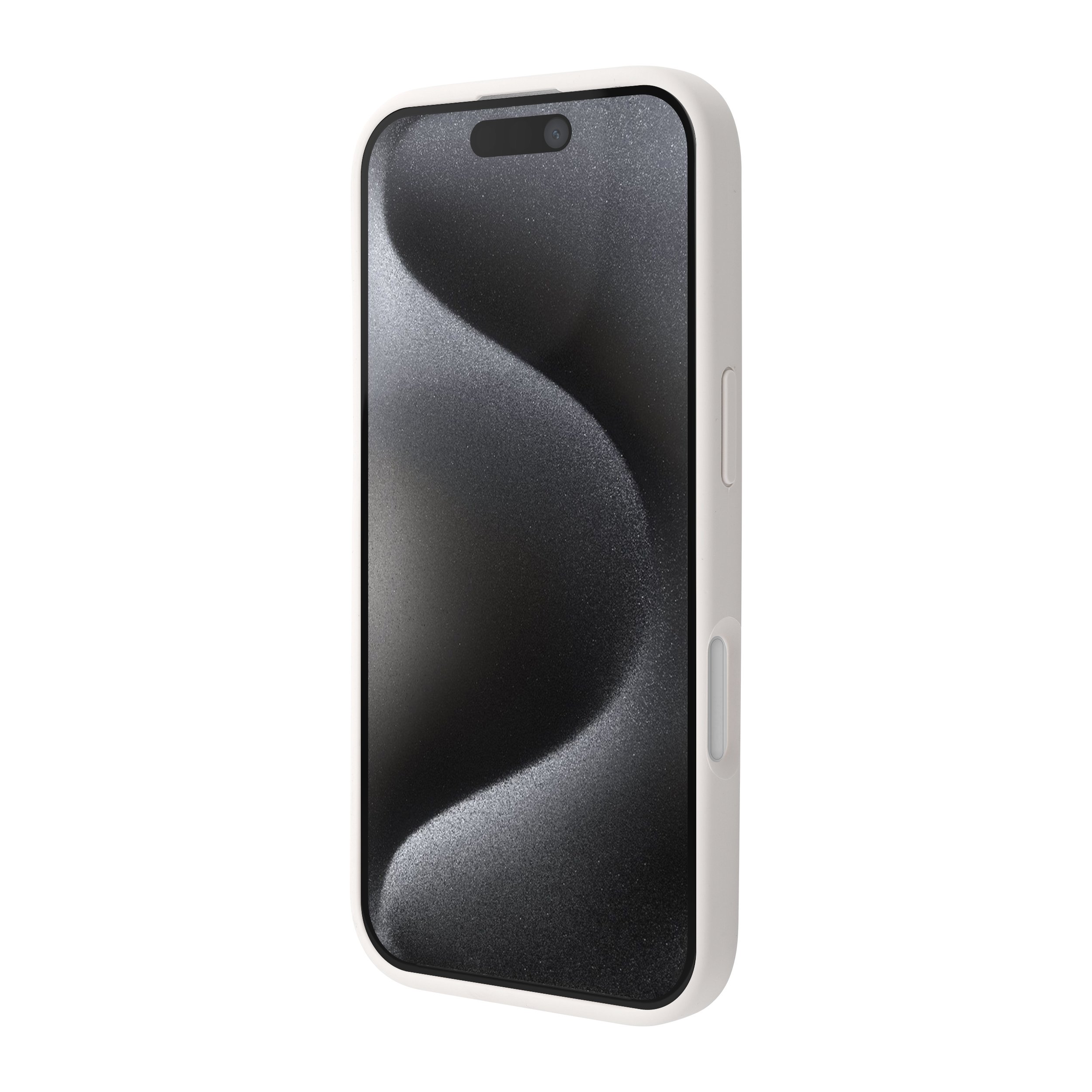 White Titanium Liquid Silicone Case For iPhone 16 pro