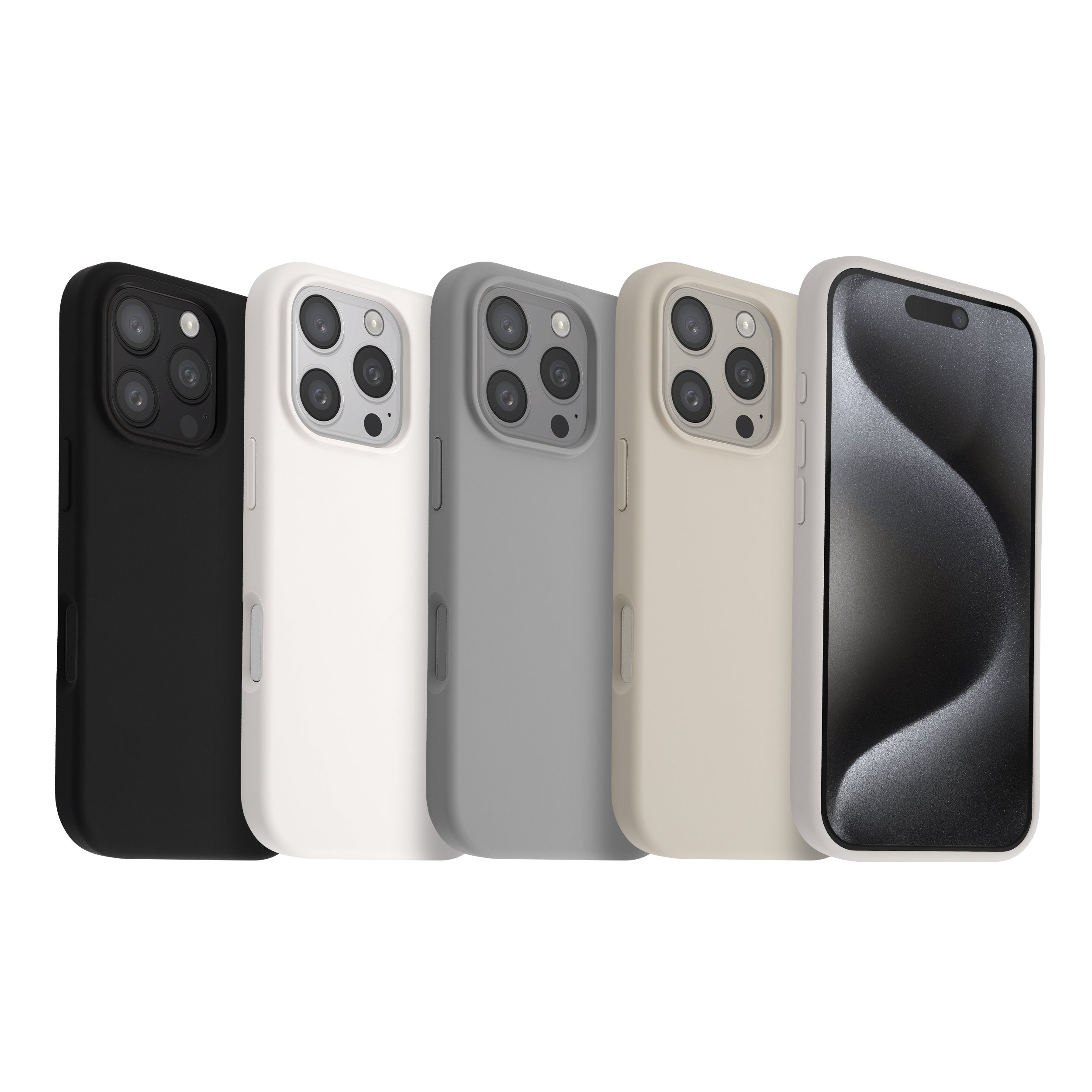 White Titanium Liquid Silicone Case For iPhone 16 pro