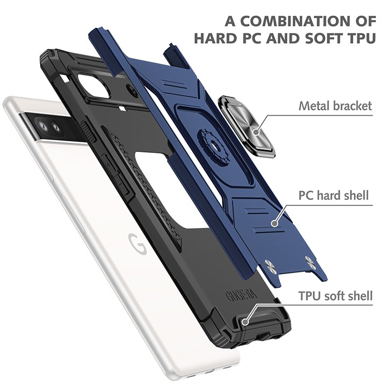 2 IN 1 Ring Holder Mobile Phone Case For Google 6A 5G Cell Phone Hard Cover Cases For Google Pixel 6A Kickstand Covers