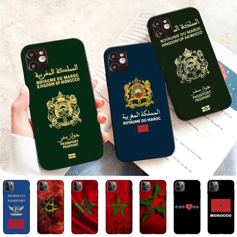 Morocco Flag Passport Phone Case For IPhone 11 12 13 Mini Pro Max 8 7 6 6S Plus X 5 SE 2020 XR XS Funda Case