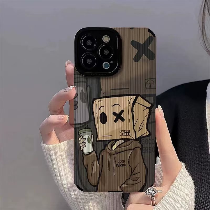Hot Sale Trendy Funny Cartoon Carton Man Phone case For iPhone 16 Pro Max 15 14 13 12 11 XS max 7 8 plus TPU Back Cover 5G