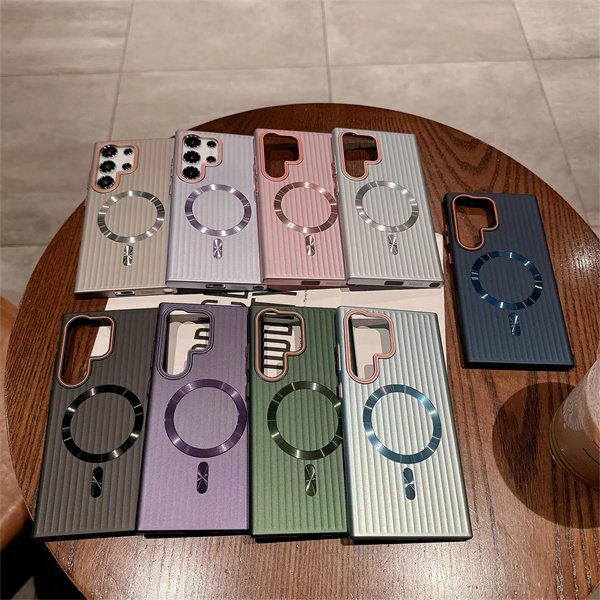 CD Pattern Wireless Charging Corrugated Case Metallic Feel Oil Painting Mobile Phone Case for Samsung S22 S23 S24 Ultra Case