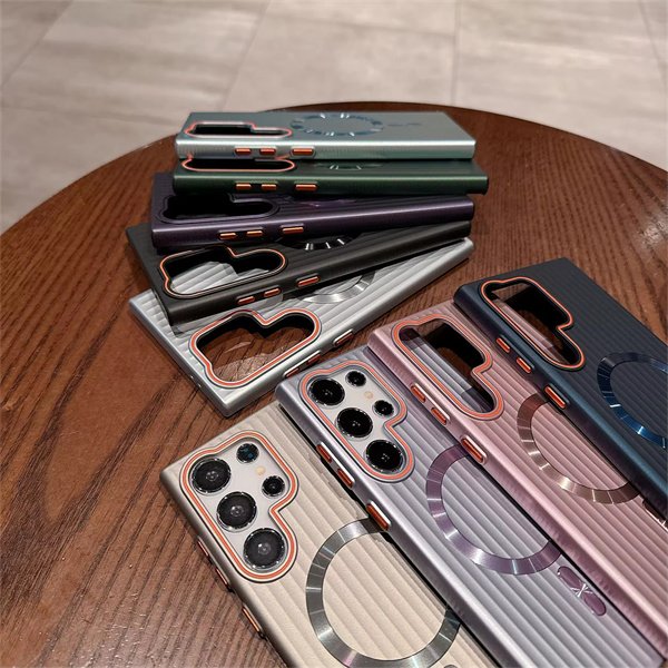 CD Pattern Wireless Charging Corrugated Case Metallic Feel Oil Painting Mobile Phone Case for Samsung S22 S23 S24 Ultra Case
