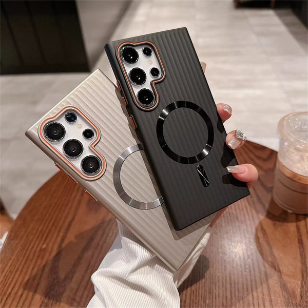 CD Pattern Wireless Charging Corrugated Case Metallic Feel Oil Painting Mobile Phone Case for Samsung S22 S23 S24 Ultra Case