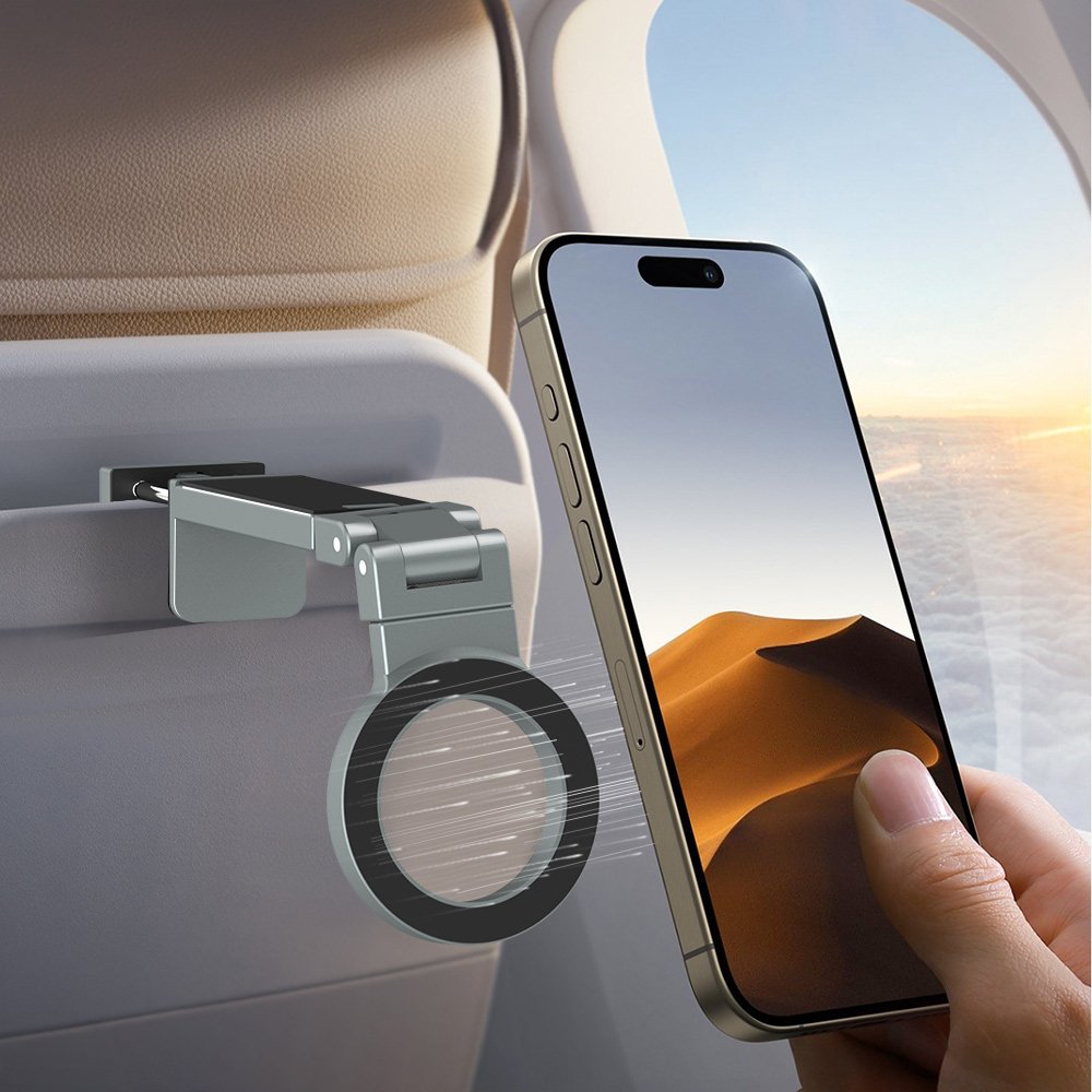 Portable Aluminium Alloy Phone Holder Strong Magnetic Phone Holder Folded Phone Stand for Airplane Traveling