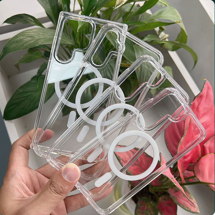 Mobile phone accessories for Samsung all phone case,protective transparent mobile case S24 Ultra S24 Plus magnetic clear case
