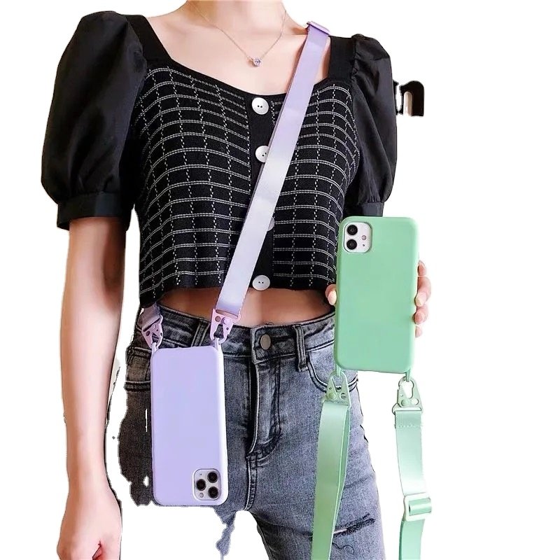 Lanyard Hulle For iphone 13 Pro Max Strap cord tether Phone Case With Hook Soft TPU Silicone Case for iphone 15 Case Crossbody