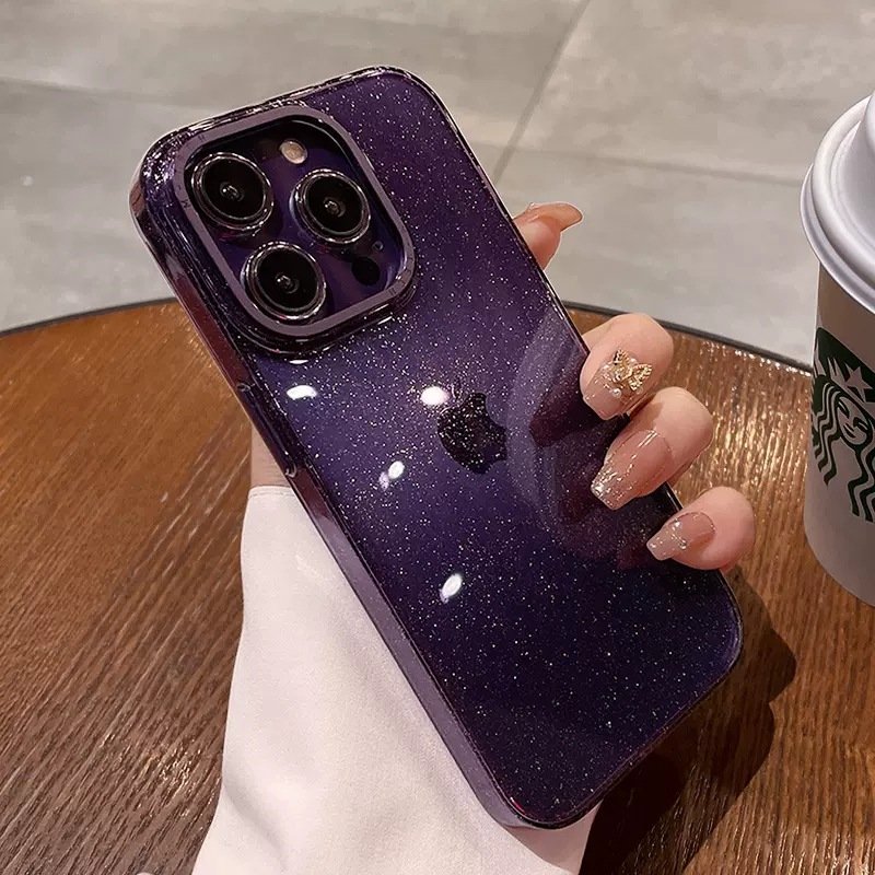 Luxury metal lens starry sky glitter transparent PC advanced hard sleeve phone cases for iphone 14 pro max