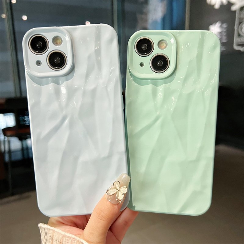 Shockproof Shiny Wrinkle Cell Phone Cases For iPhone 16 15 14 13 12 11 Pro Max Xs Xr 7 8 Plus Candy Color Soft TPU Back Cover
