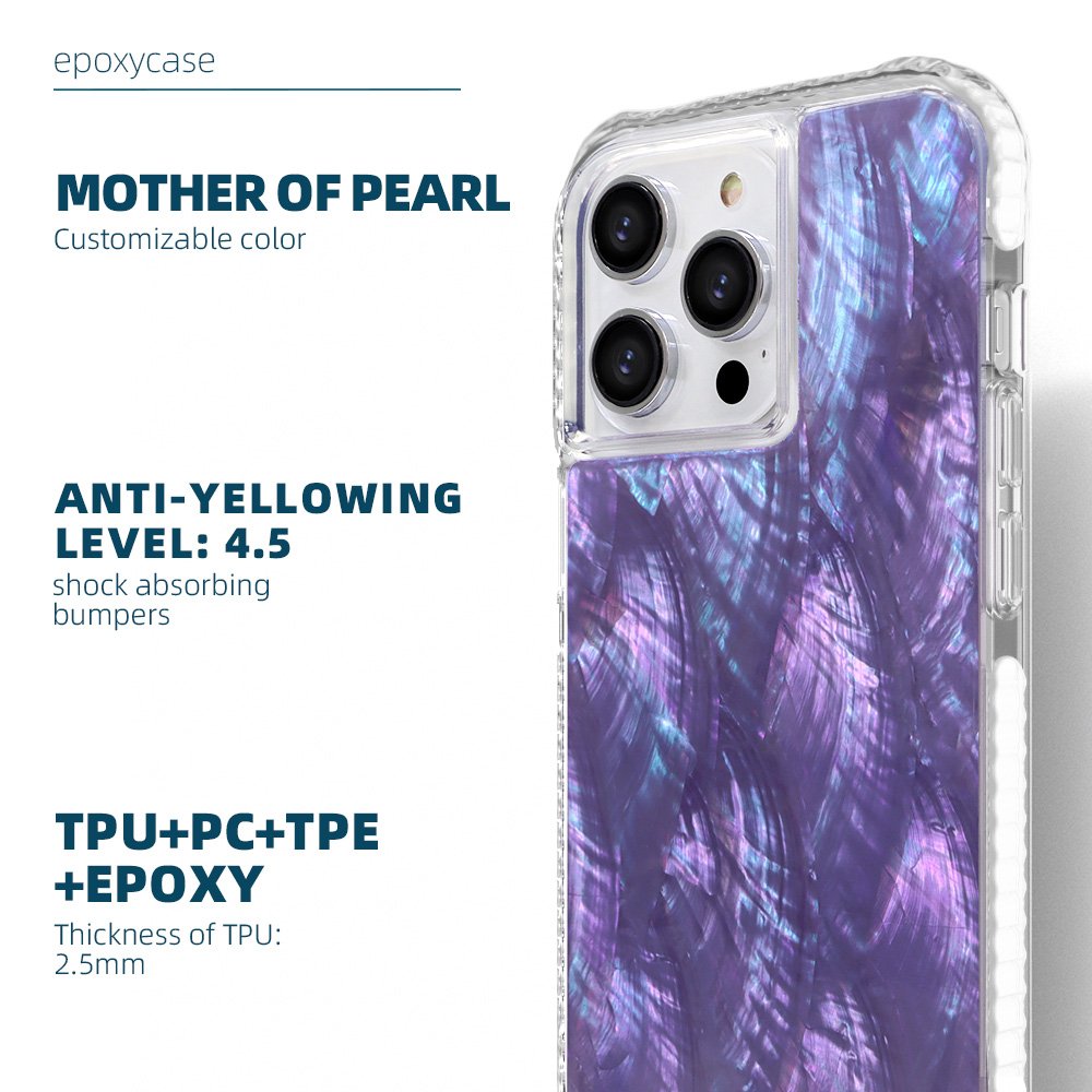 Best Selling Wholesale Factory Pretty Shining Seashell TPU PC TPE Epoxy Resin Mobile Phone Case for iPhone 15 14 13 pro max