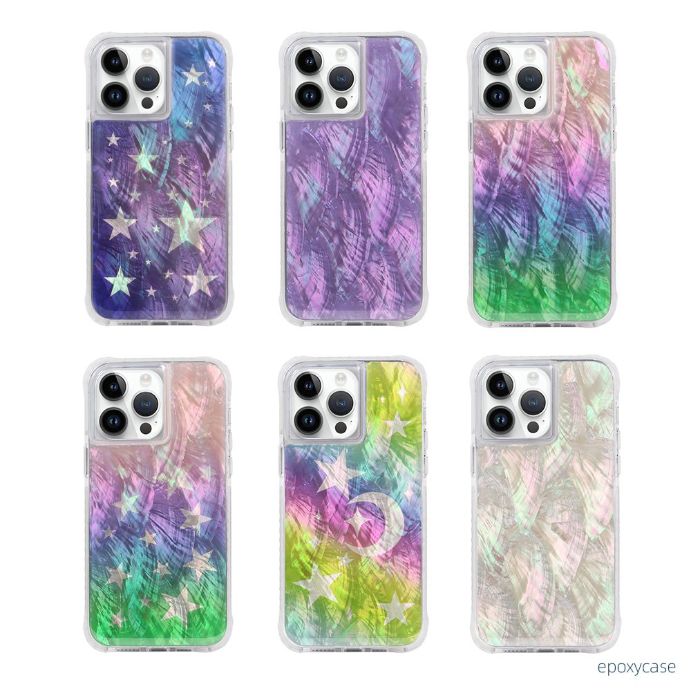 Best Selling Wholesale Factory Pretty Shining Seashell TPU PC TPE Epoxy Resin Mobile Phone Case for iPhone 15 14 13 pro max
