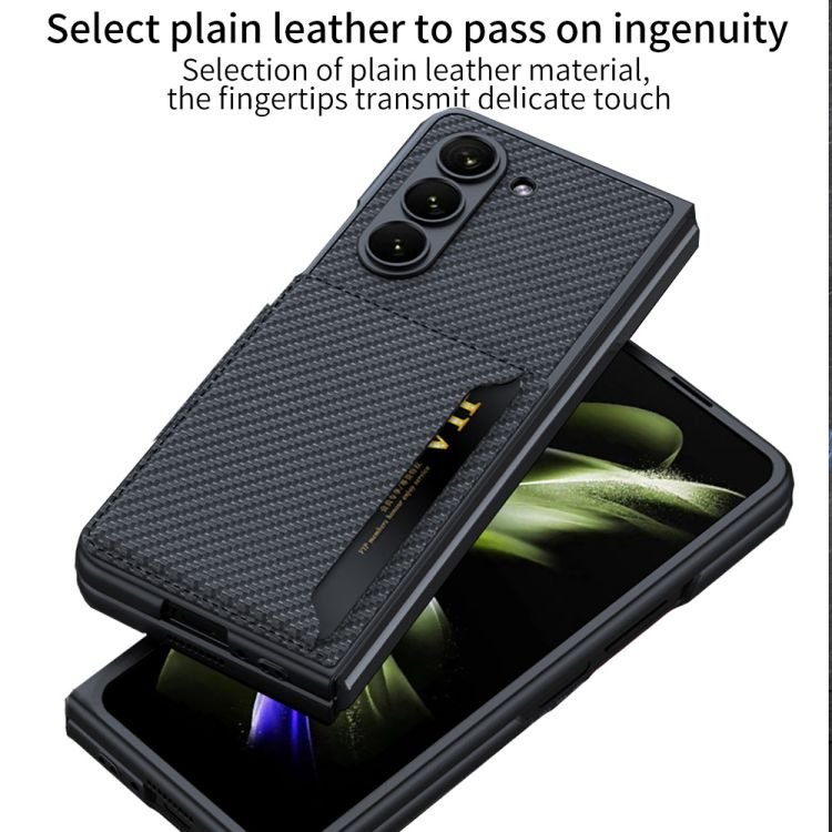 For Samsung Z Fold 5 folding plain leather case bracket card bag business anti-drop protective case