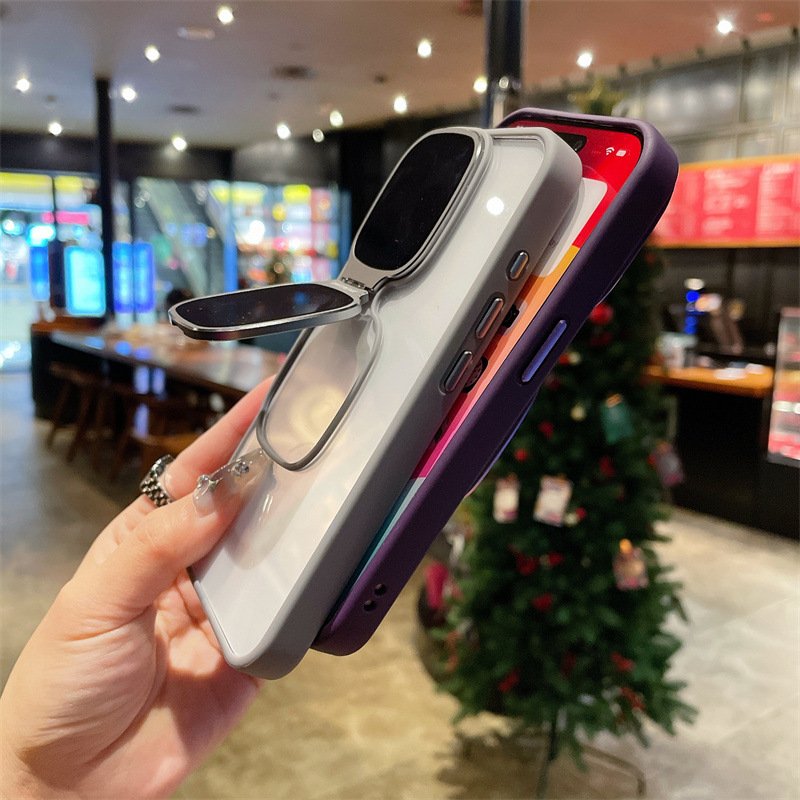 Creative Transparent Acrylic TPU Stand Phone Case With Sunglasses Holder For iPhone 15Pro Max Mobile Phone Cases