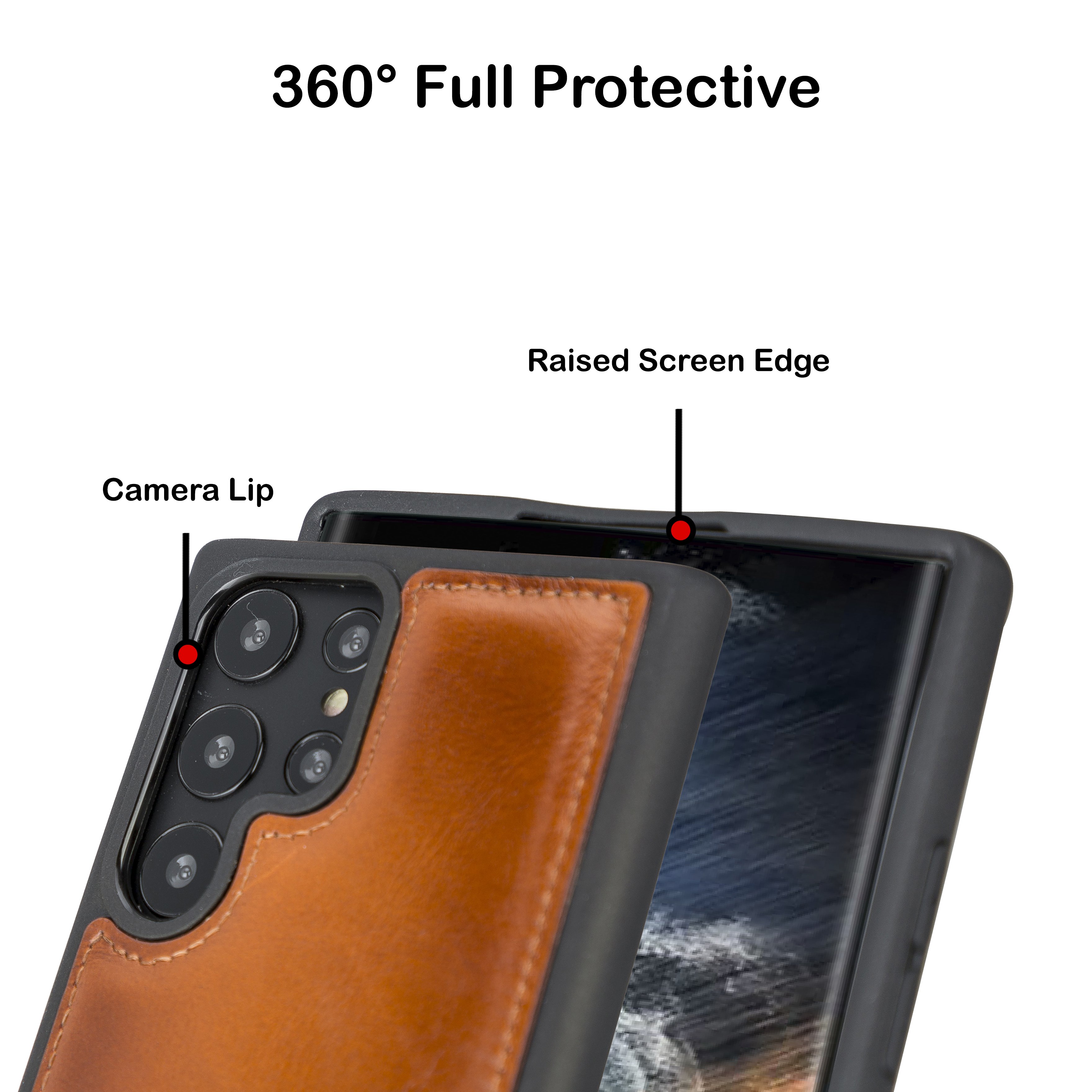 Genuine Leather Handmade Flex Cover Phone Case for Samsung Galaxy S22 Ultra Wireless Charging Compatible