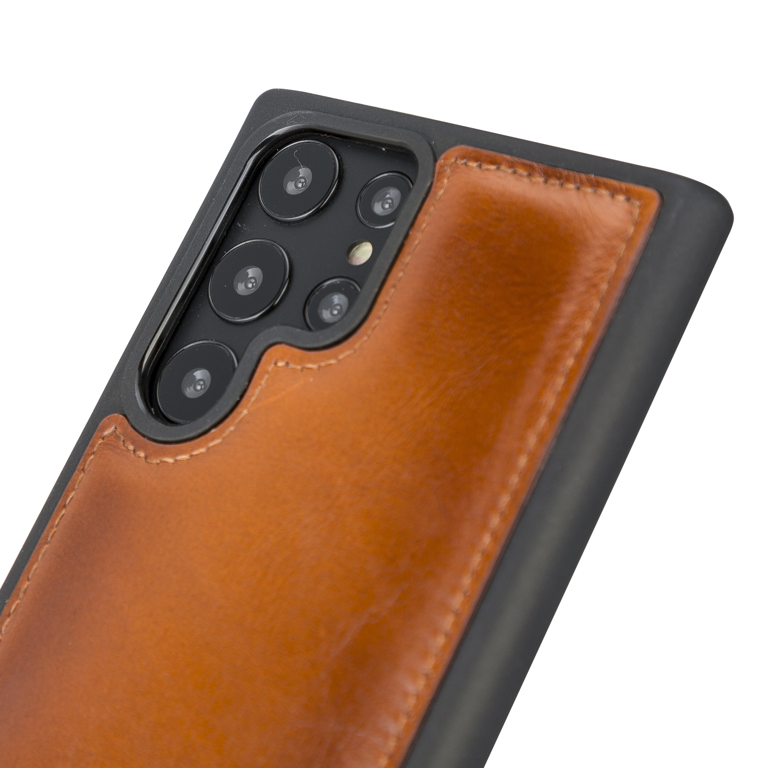 Genuine Leather Handmade Flex Cover Phone Case for Samsung Galaxy S22 Ultra Wireless Charging Compatible
