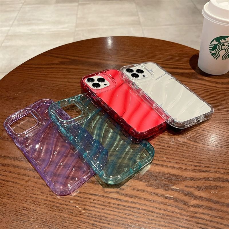 Water Ripple Mobile Phone Back Cover Case Shockproof Crystal Clear Back Cover for iPhone 15 Pro 16 Case with Shock Bumper Clear