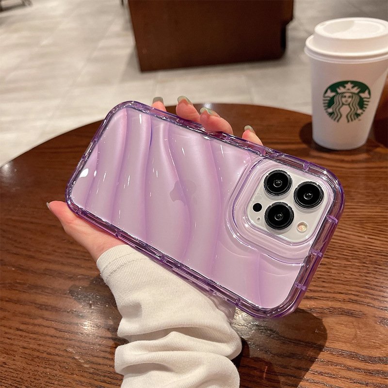 Water Ripple Mobile Phone Back Cover Case Shockproof Crystal Clear Back Cover for iPhone 15 Pro 16 Case with Shock Bumper Clear