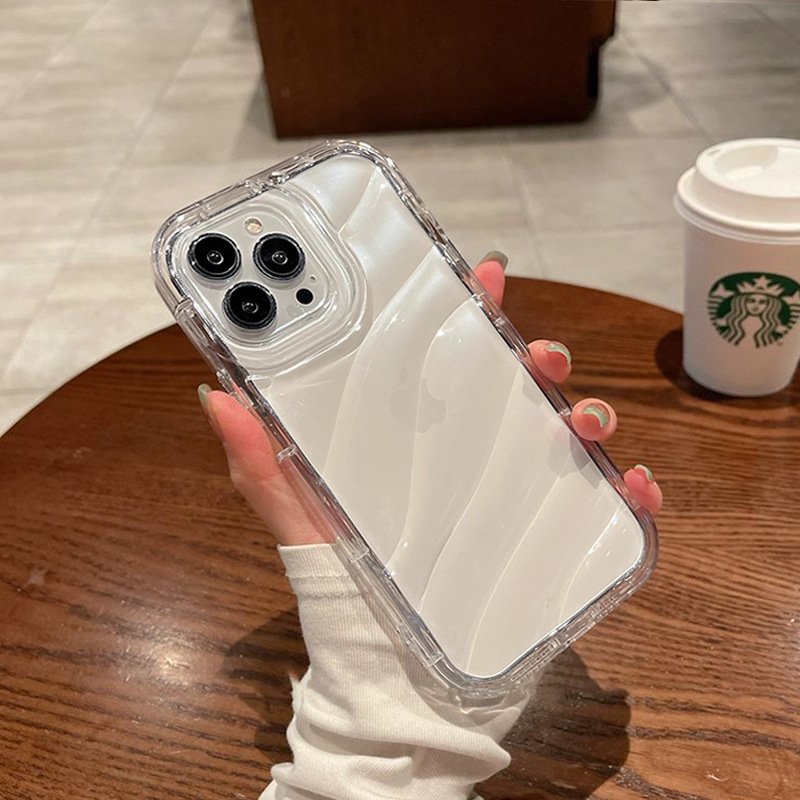 Water Ripple Mobile Phone Back Cover Case Shockproof Crystal Clear Back Cover for iPhone 15 Pro 16 Case with Shock Bumper Clear