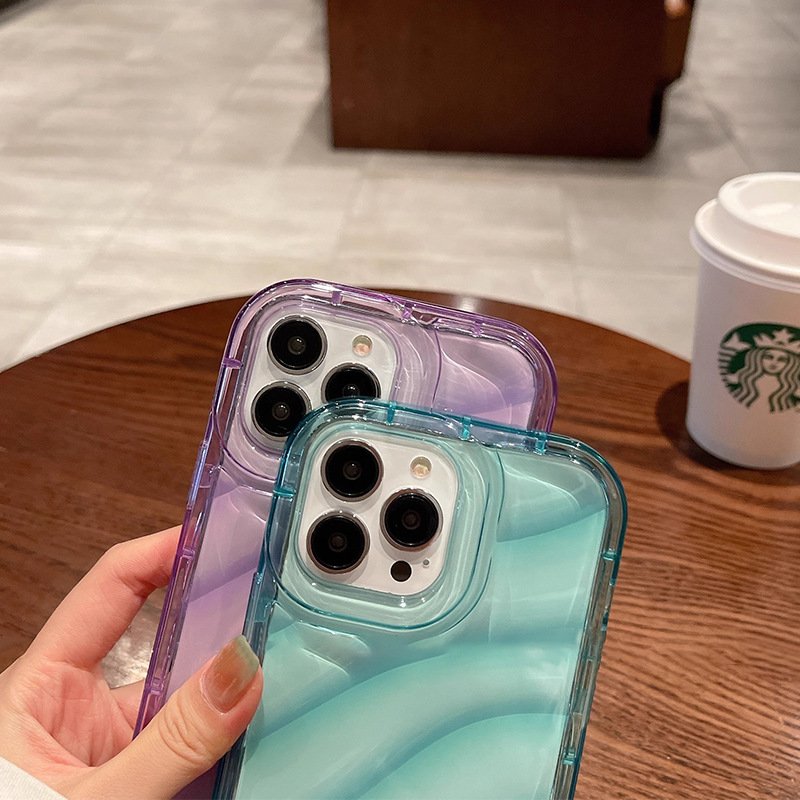 Water Ripple Mobile Phone Back Cover Case Shockproof Crystal Clear Back Cover for iPhone 15 Pro 16 Case with Shock Bumper Clear