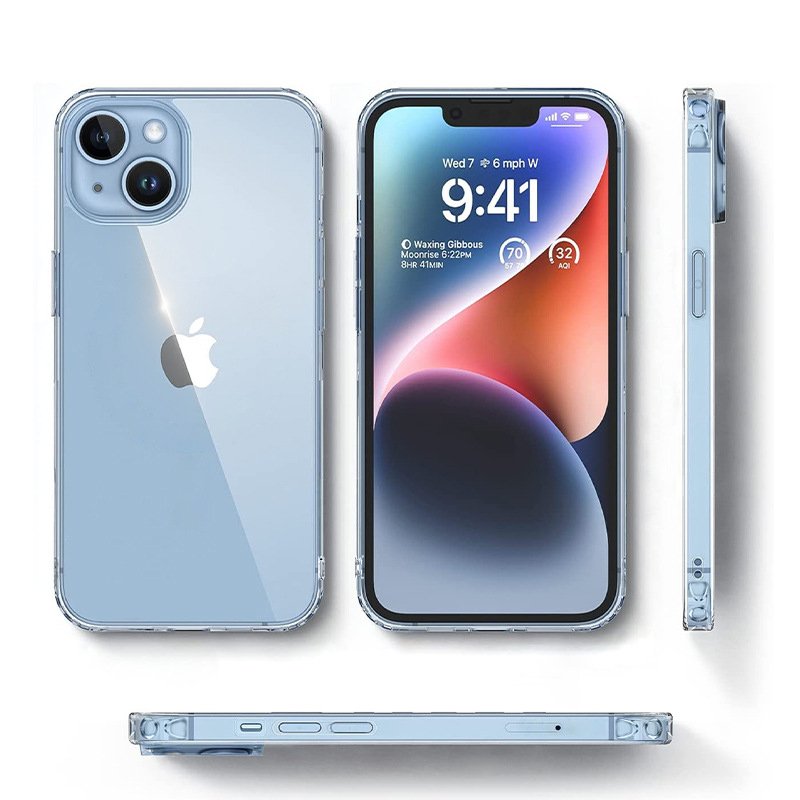 TPU HD clear transparent mobile back cover cases for iPhone 14 13 12 11 8 7 x xs xr pro mini plus max with lens protector