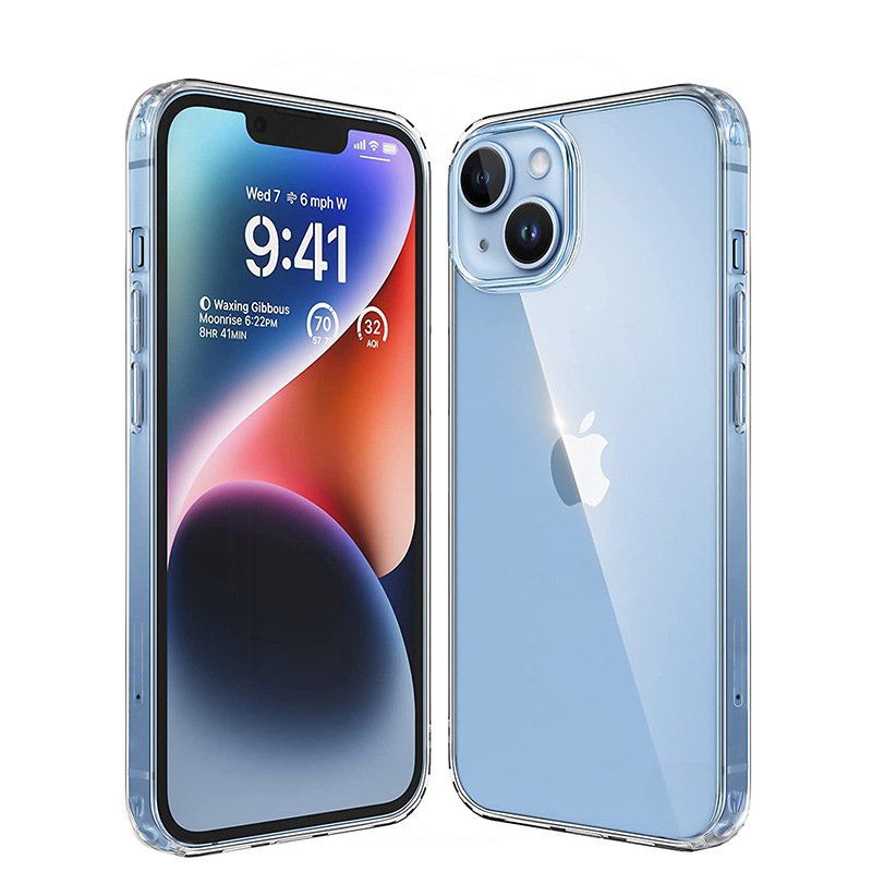 TPU HD clear transparent mobile back cover cases for iPhone 14 13 12 11 8 7 x xs xr pro mini plus max with lens protector