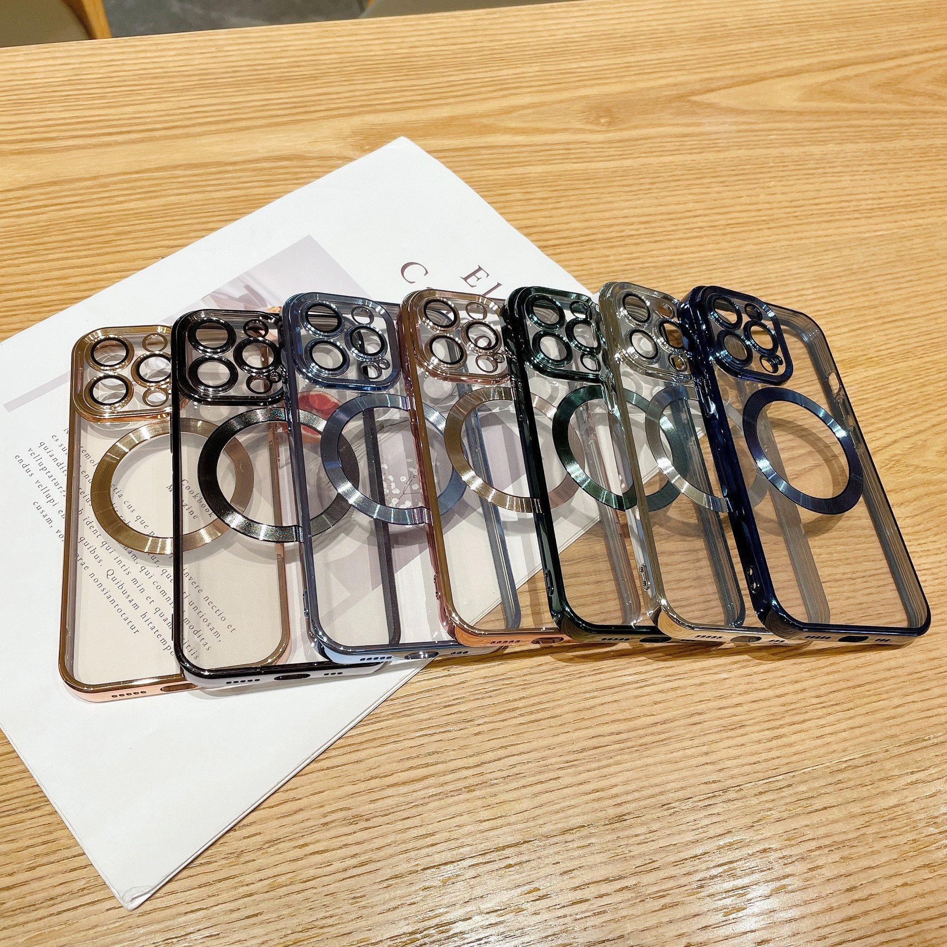 Electroplated Transparent Shockproof Magnetic Safes Mobile Phone Cases For Iphone 16 15 14 13 12 11 Pro Max protective case